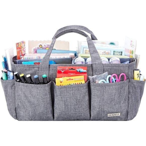 Craft Organizer Tote Bag with Multiple Pockets,Storage Art Caddy for Scrapbook - Picture 6 of 6